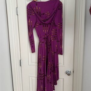Mara Hoffman Purple and Gold Long Sleeve Dress with hood